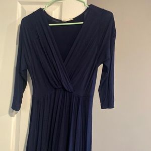 Navy blue maternity maxi dress